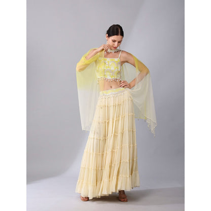 KEITH GOMES Bead Embroidered Blouse Lehenga (Set of 3)