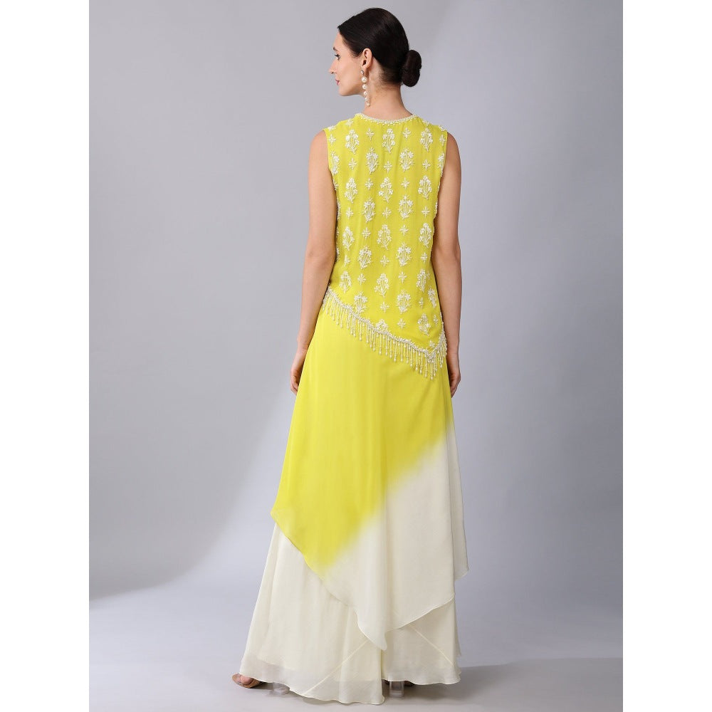 KEITH GOMES Ivory Motif Sequined Ombre Tunic & Palazzo (Set of 2)