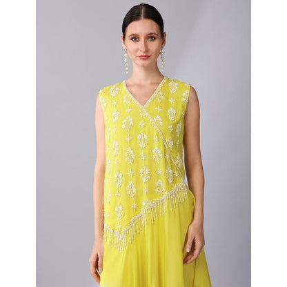 KEITH GOMES Ivory Motif Sequined Ombre Tunic & Palazzo (Set of 2)