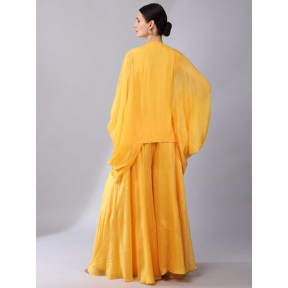 KEITH GOMES Pearl Sequined Orange Organza Silk Tunic & Palazzo (Set of 2)