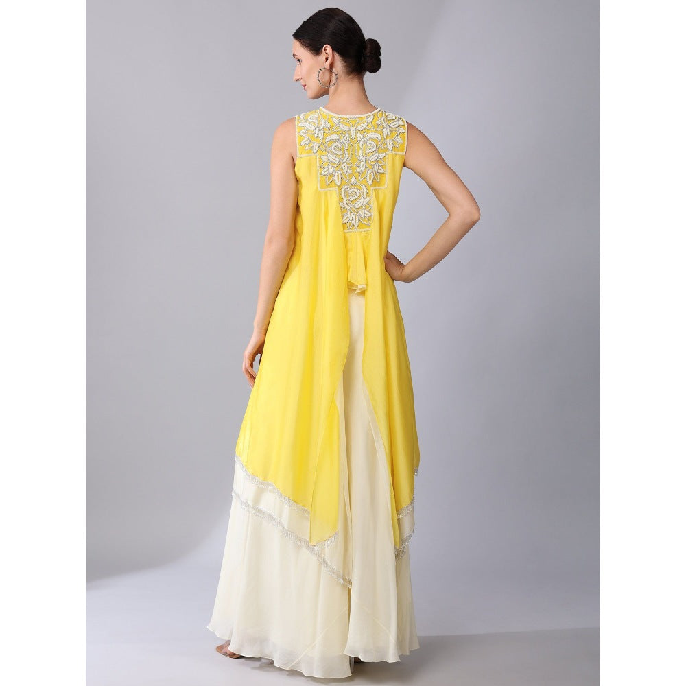 KEITH GOMES Pearl Sequined Organza Silk Double Layer Tunic & Palazzo (Set of 2)