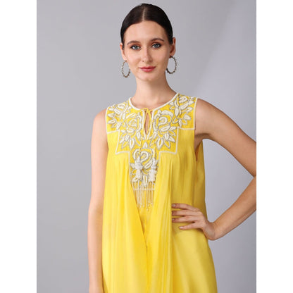 KEITH GOMES Pearl Sequined Organza Silk Double Layer Tunic & Palazzo (Set of 2)