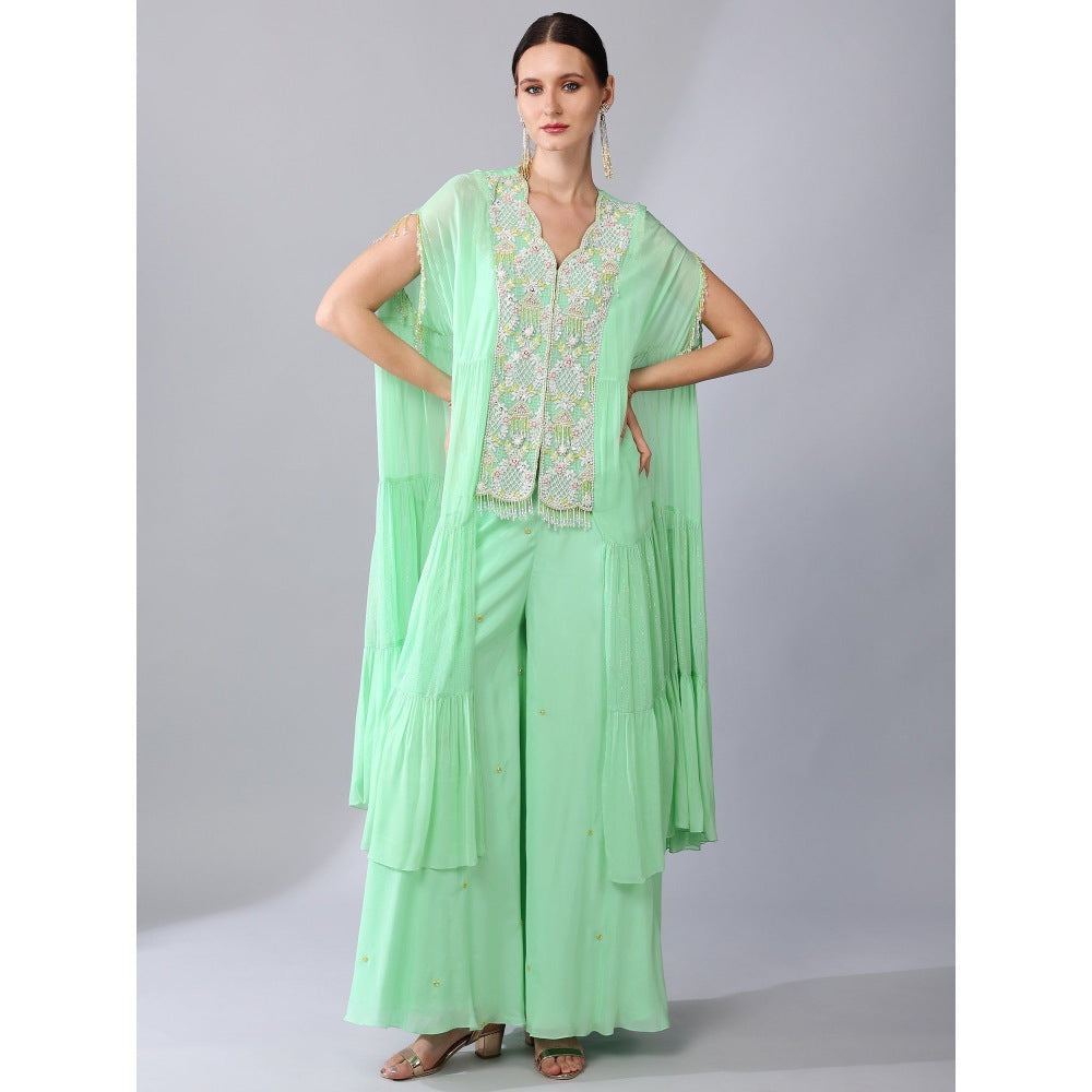 KEITH GOMES Pearl Sequins Sequined Tier Tunic & Palazzo (Set of 2)