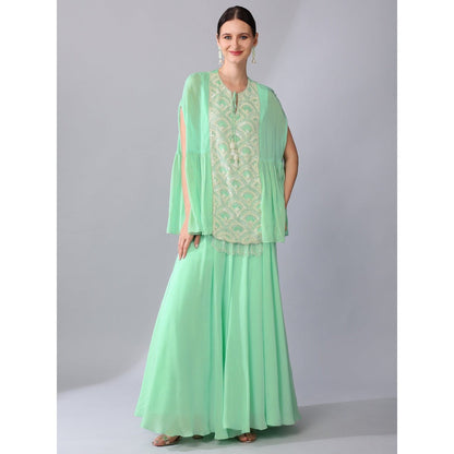 KEITH GOMES Bead Sequined Mint Green Tunic & Palazzo (Set of 2)