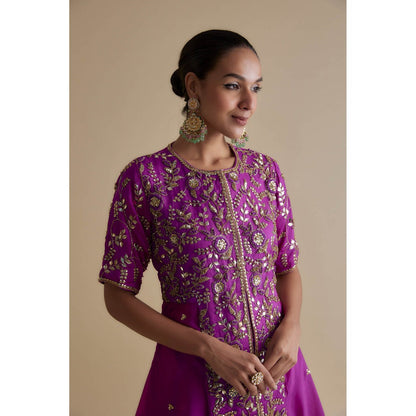 KEITH GOMES Purple Sequin Embellished Tunic & Palazzo (Set of 2)
