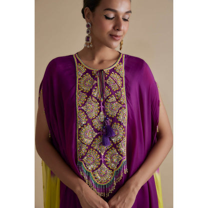 KEITH GOMES Multicolor Sequins Embellished Kaftan Ombre Dress (Set of 2)