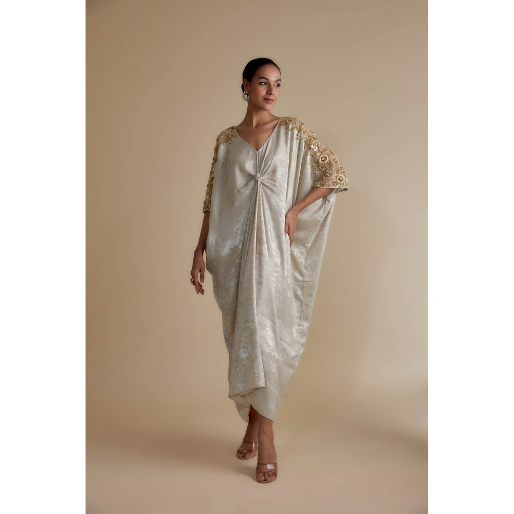 KEITH GOMES White Embellished Kaftan Dress