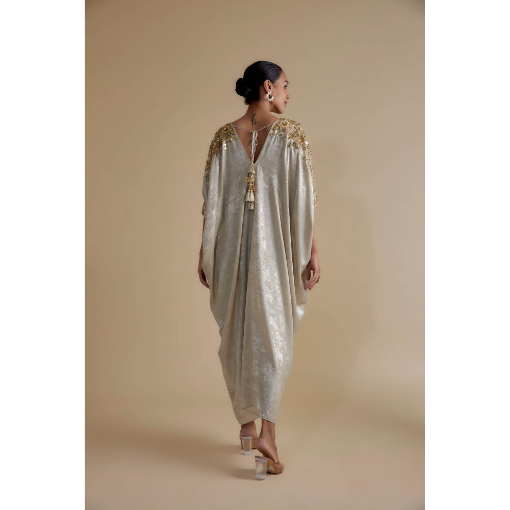 KEITH GOMES White Embellished Kaftan Dress