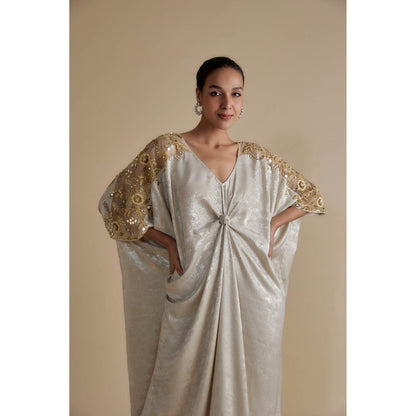 KEITH GOMES White Embellished Kaftan Dress