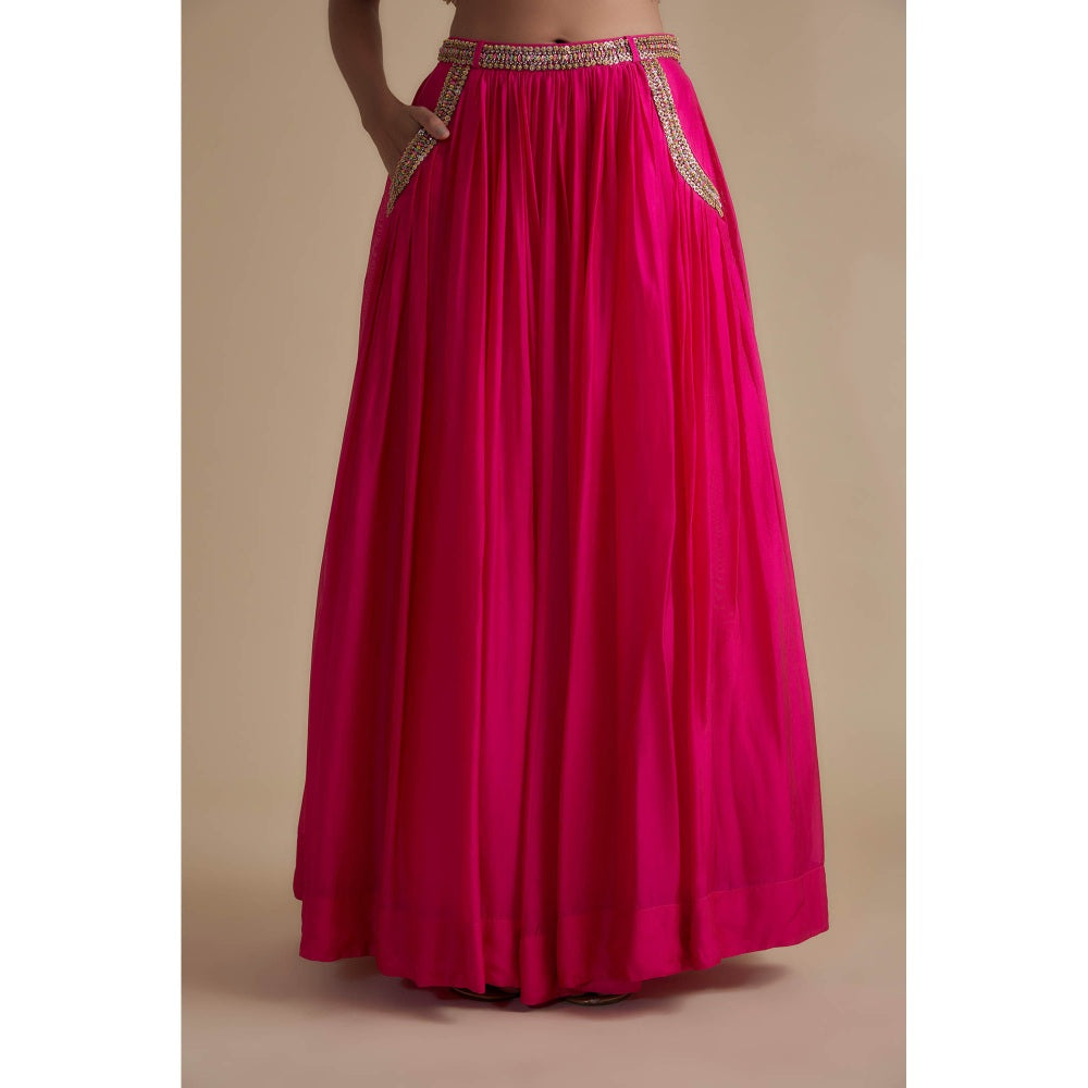 KEITH GOMES Pink Sequins Embellished Blouse & Skirt (Set of 2)