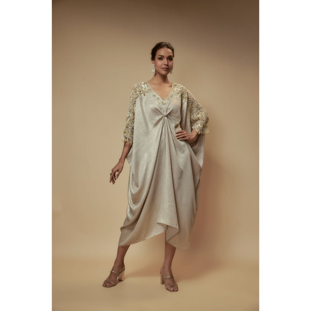 KEITH GOMES Light Silver Kaftan Dress