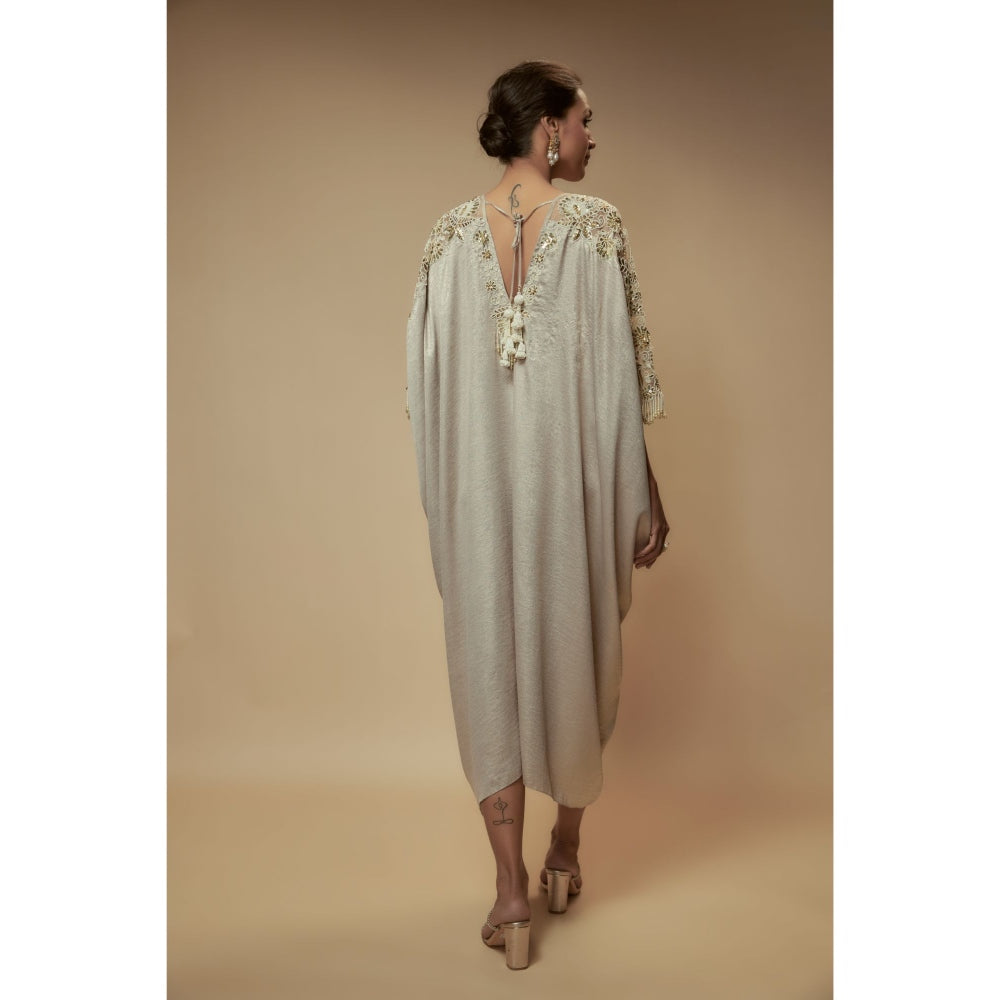 KEITH GOMES Light Silver Kaftan Dress