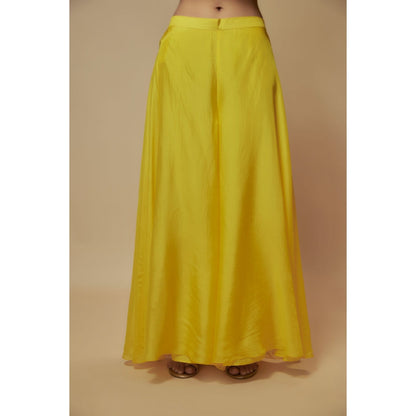 KEITH GOMES Yellow Organza Palazzo With Top (Set of 2)