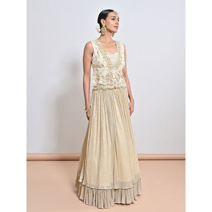KEITH GOMES Ivory Embroidered Lehenga with Slip and Top