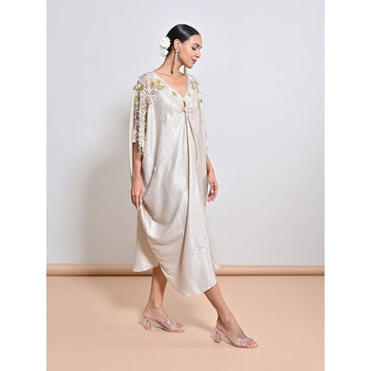 KEITH GOMES Grey Embroidered Kaftan Dress