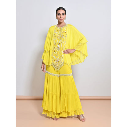KEITH GOMES Yellow Embroidered Tunic with Sharara