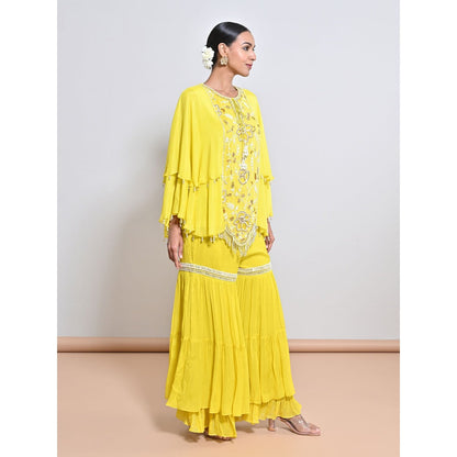KEITH GOMES Yellow Embroidered Tunic with Sharara