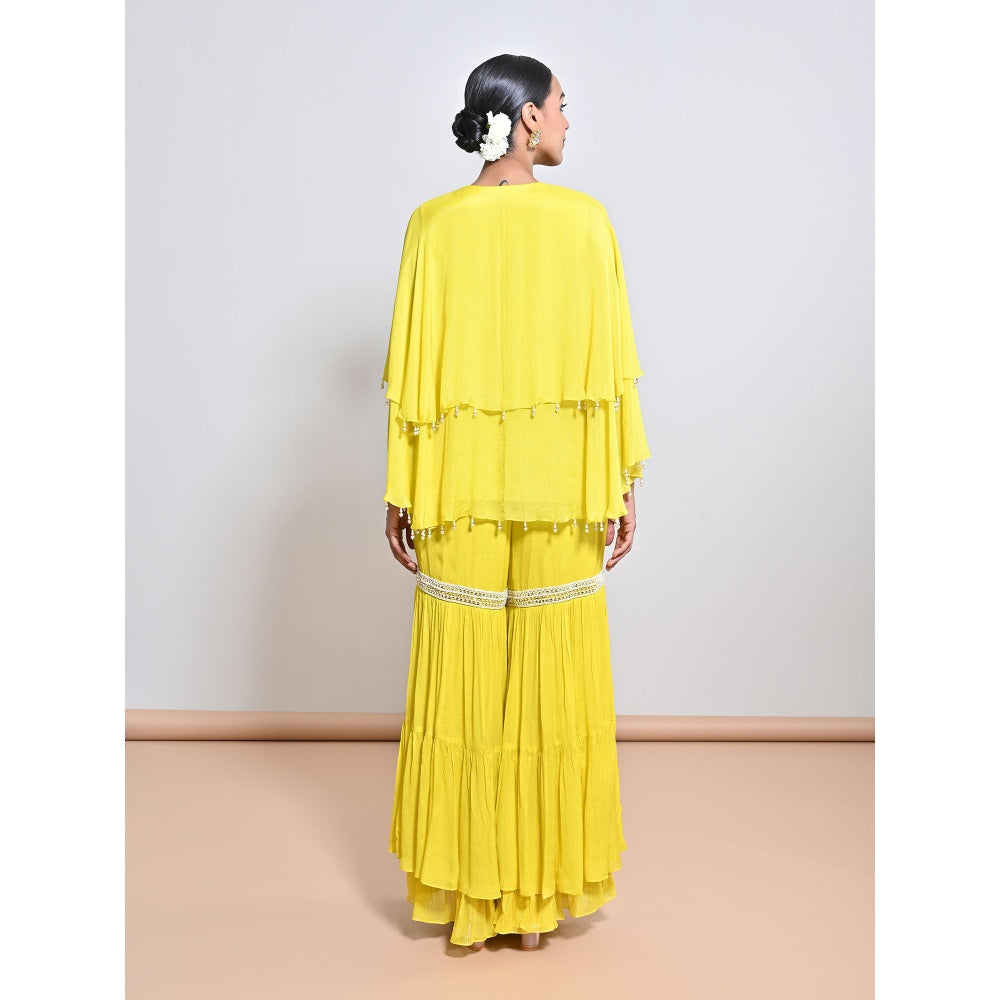 KEITH GOMES Yellow Embroidered Tunic with Sharara