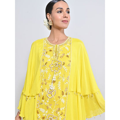 KEITH GOMES Yellow Embroidered Tunic with Sharara