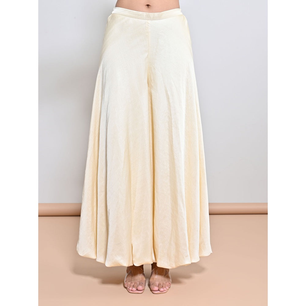 KEITH GOMES Yellow Embroidered Top with Palazzo