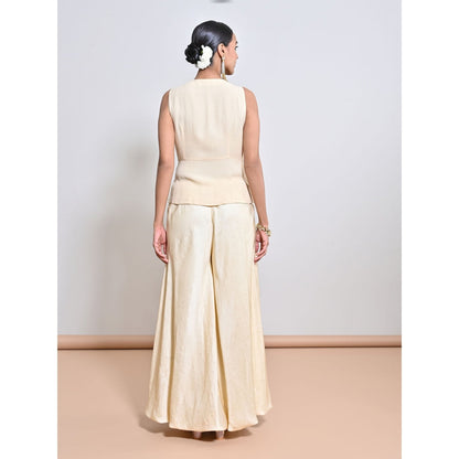 KEITH GOMES Yellow Embroidered Top with Palazzo