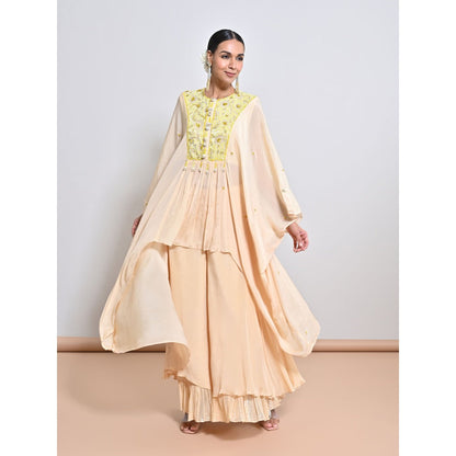 KEITH GOMES Peach Embroidered Kurta with Palazzo