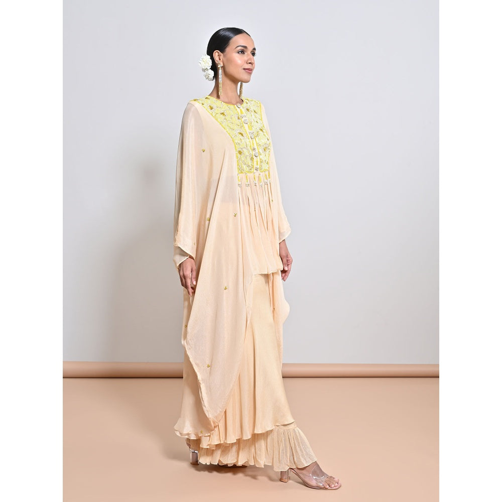KEITH GOMES Peach Embroidered Kurta with Palazzo