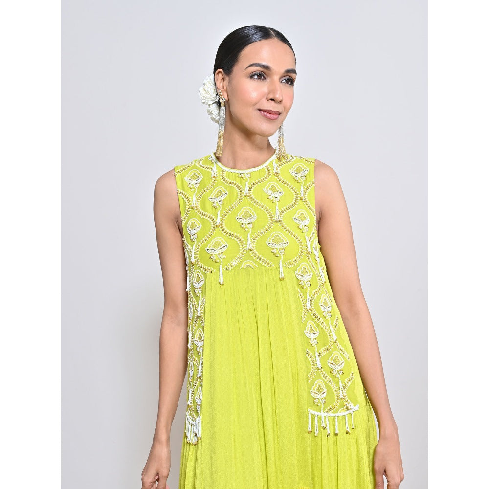 KEITH GOMES Green Embroidered Maxi Dress
