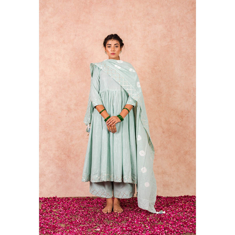 Keva Clothing Flaired Anarkali With Palazzo And Dupatta (Set of 3)