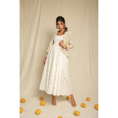 Keva Clothing Midi Dress with Jacket - White (Set of 2)