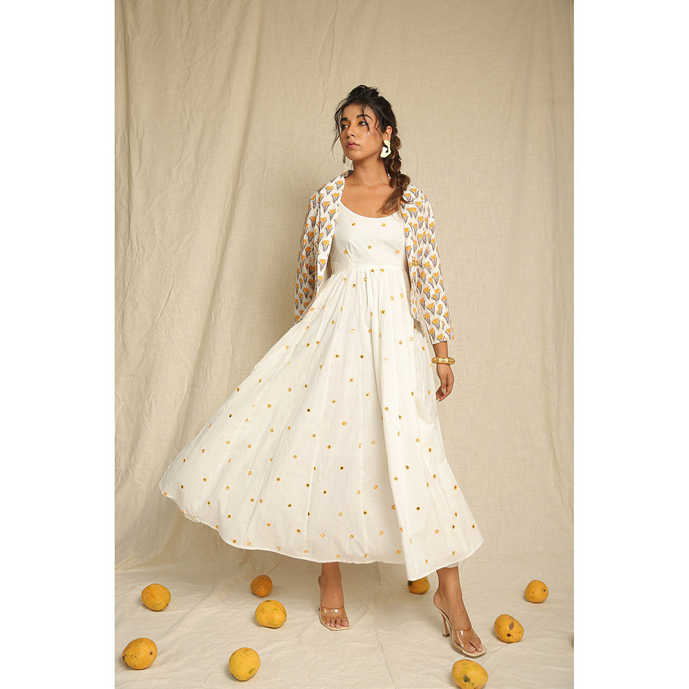 Keva Clothing Midi Dress with Jacket - White (Set of 2)