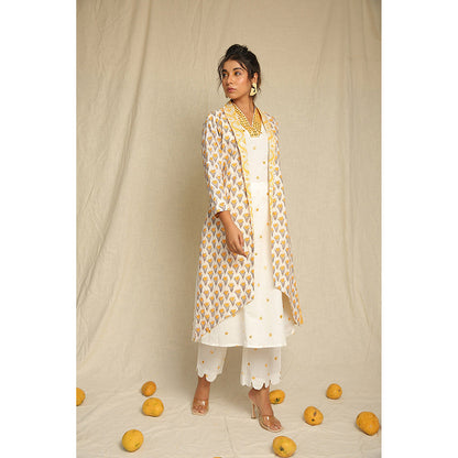 Keva Clothing Kurta Set with Cape- Set of Three - Yellow