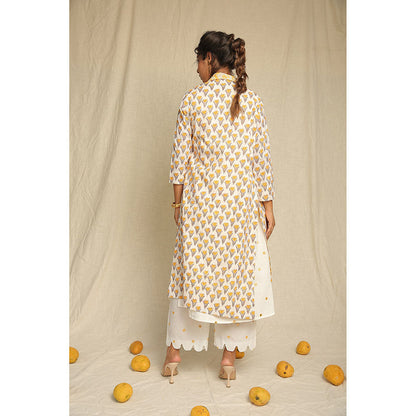 Keva Clothing Kurta Set with Cape- Set of Three - Yellow