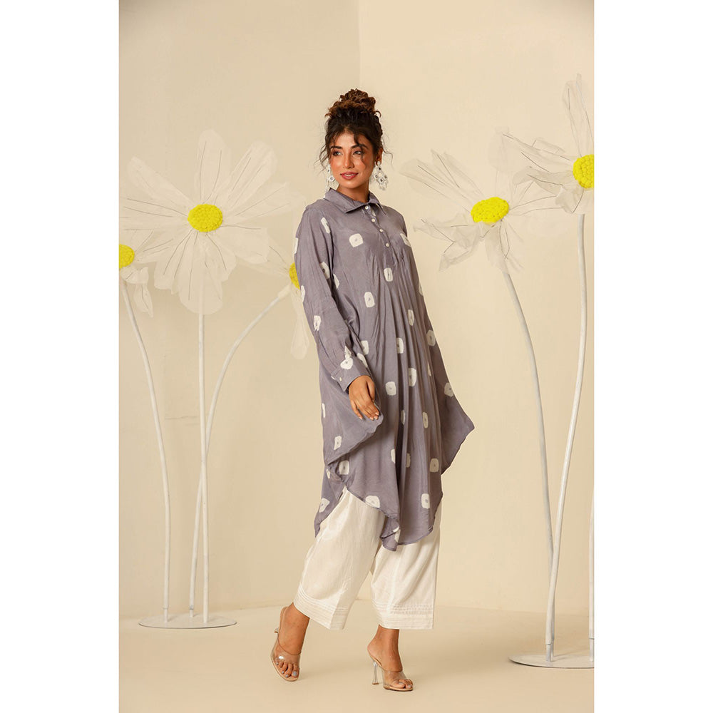 Keva Clothing Mul Bandhani Printed Grey Kurta with Salwar (Set of 2)