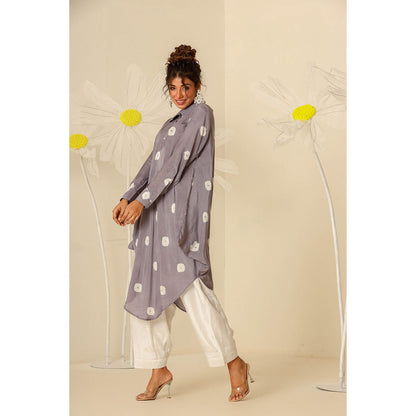 Keva Clothing Mul Bandhani Printed Grey Kurta with Salwar (Set of 2)