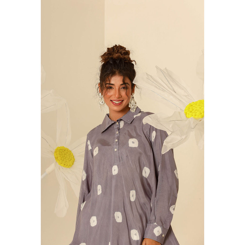 Keva Clothing Mul Bandhani Printed Grey Kurta with Salwar (Set of 2)