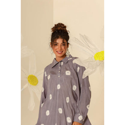 Keva Clothing Mul Bandhani Printed Grey Kurta with Salwar (Set of 2)