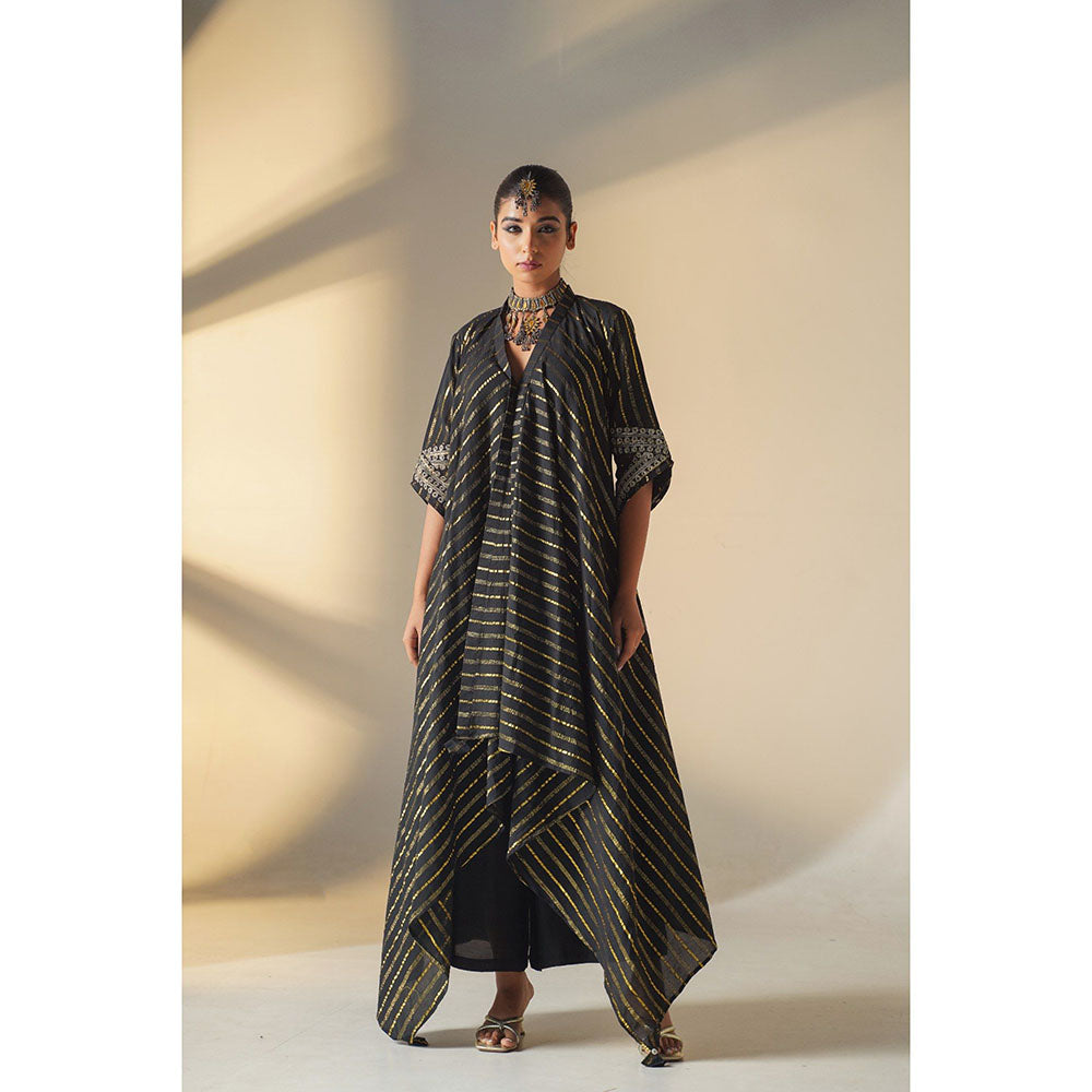 Keva Clothing Selene Black Cotton Zari Work Embroidered Kurta with Palazzo (Set of 2)