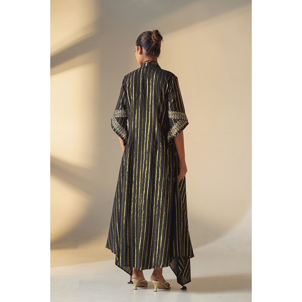 Keva Clothing Selene Black Cotton Zari Work Embroidered Kurta with Palazzo (Set of 2)