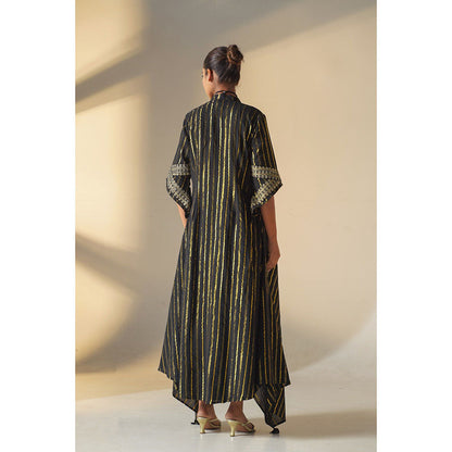 Keva Clothing Selene Black Cotton Zari Work Embroidered Kurta with Palazzo (Set of 2)