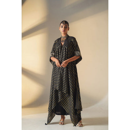 Keva Clothing Selene Black Cotton Zari Work Embroidered Kurta with Palazzo (Set of 2)