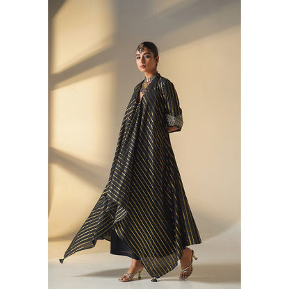 Keva Clothing Selene Black Cotton Zari Work Embroidered Kurta with Palazzo (Set of 2)
