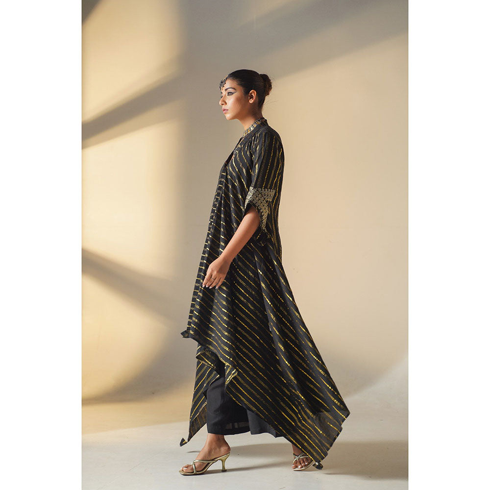 Keva Clothing Selene Black Cotton Zari Work Embroidered Kurta with Palazzo (Set of 2)