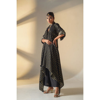 Keva Clothing Selene Black Cotton Zari Work Embroidered Kurta with Palazzo (Set of 2)