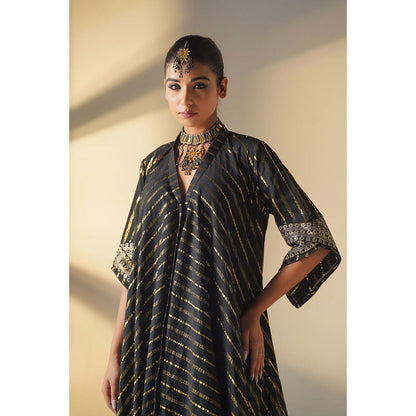 Keva Clothing Selene Black Cotton Zari Work Embroidered Kurta with Palazzo (Set of 2)