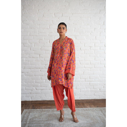 Keva Clothing Nargis Orange Kurta with Tulip Pant (Set of 2)