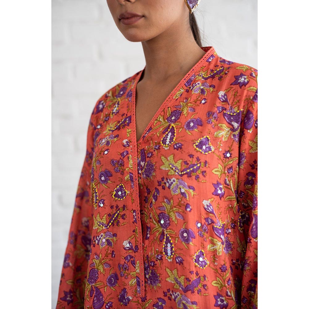 Keva Clothing Nargis Orange Kurta with Tulip Pant (Set of 2)