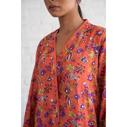 Keva Clothing Nargis Orange Kurta with Tulip Pant (Set of 2)