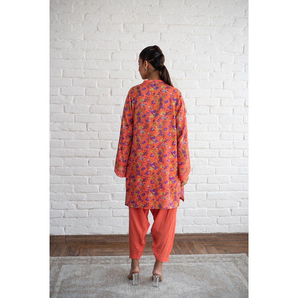 Keva Clothing Nargis Orange Kurta with Tulip Pant (Set of 2)