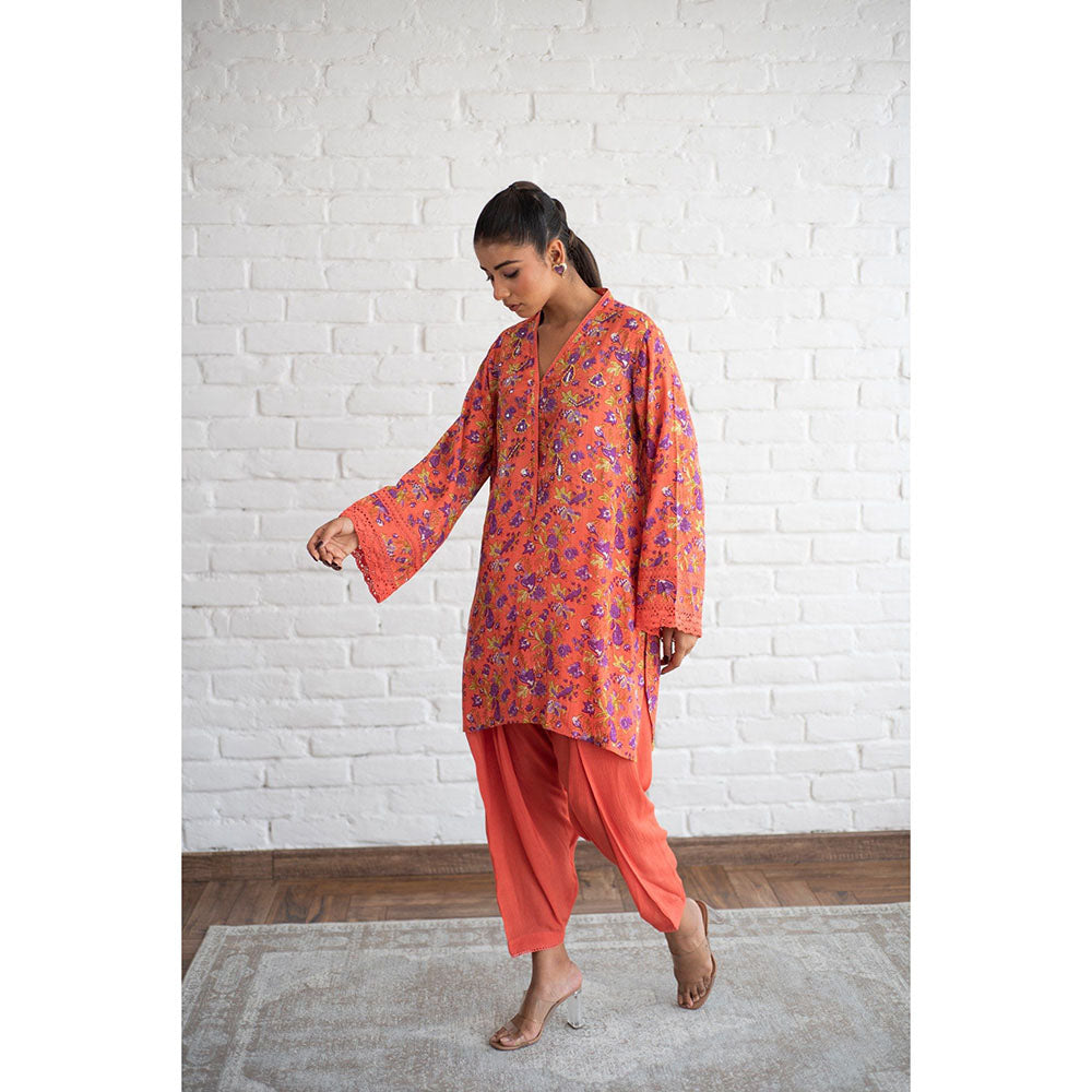 Keva Clothing Nargis Orange Kurta with Tulip Pant (Set of 2)